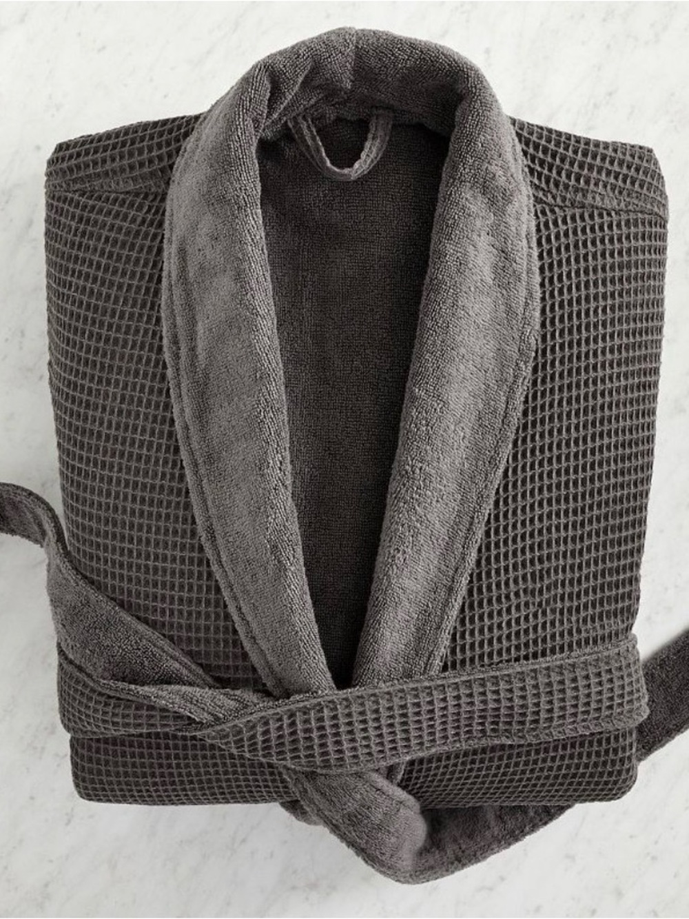 Pottery Barn Waffle Weave Resort Robe, charcoal dark gray, size small, NWT
